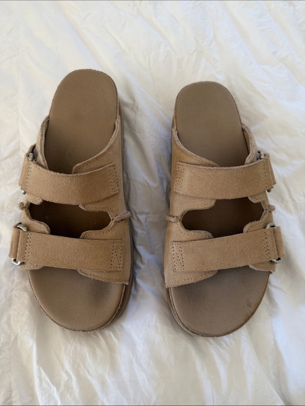 UGG Women's Tan Suede Double-Strap Slide Sandals